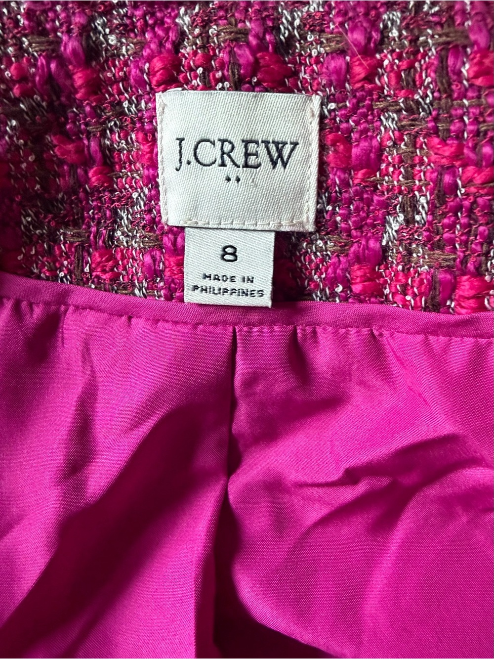 J.CREW Pink Tweed Bouclé Jacket Gold Crest Buttons Size 8 NWOT - Picture 7 of 10
